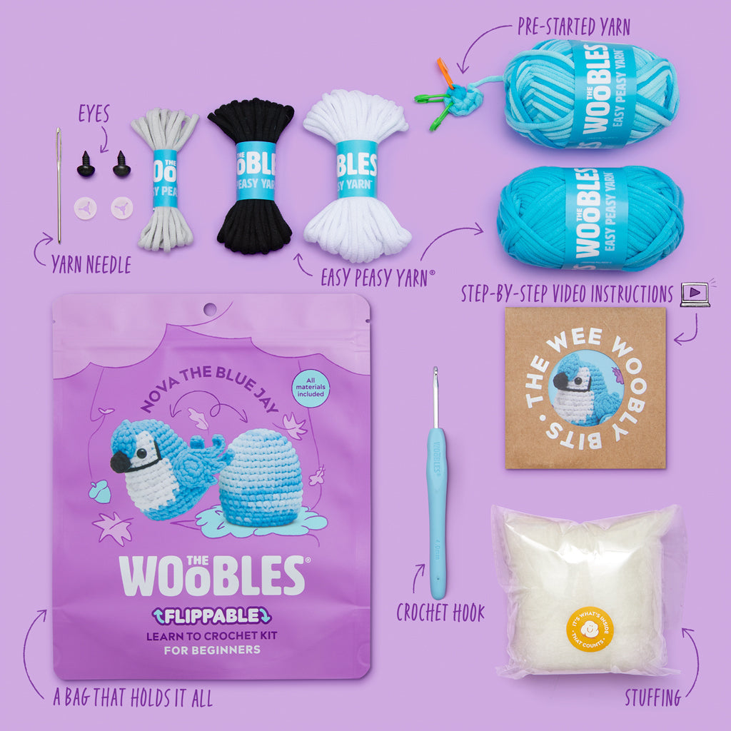 Kibakids - Nova the Blue Jay Crochet Kit