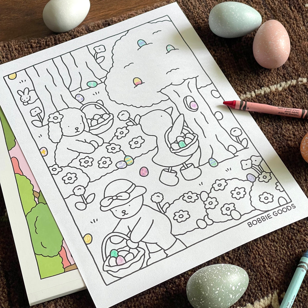 Kibakids - Digital Download • Egg Hunt Coloring Page
