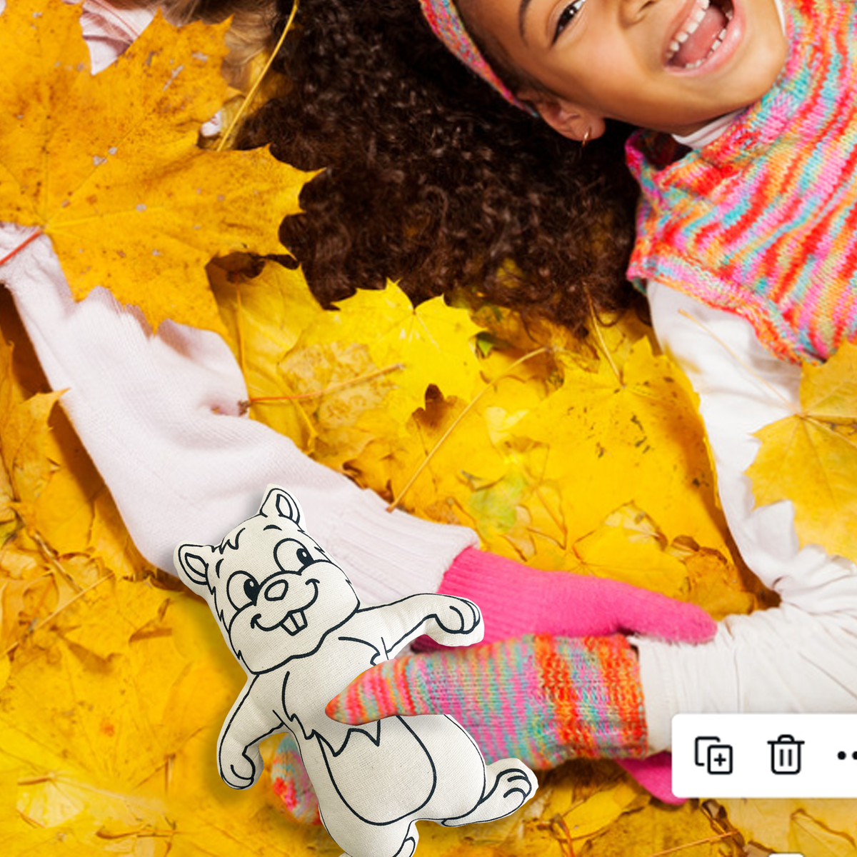 Kibakids - Squirrel with Acorn Backpack Coloring Set
